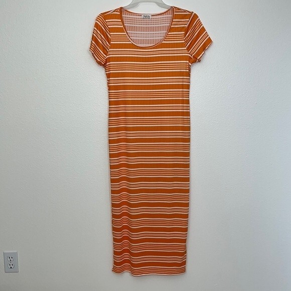 Jolie and Joy womans XL striped orange dress - Picture 1 of 12